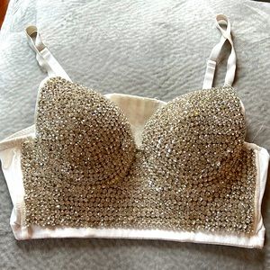 Rhinestone bustier.